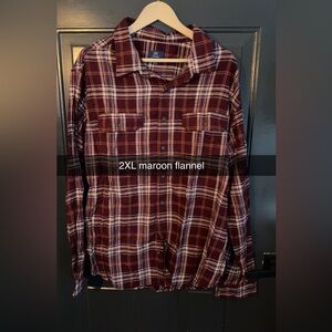 George Maroon Plaid Casual Button Down Shirt